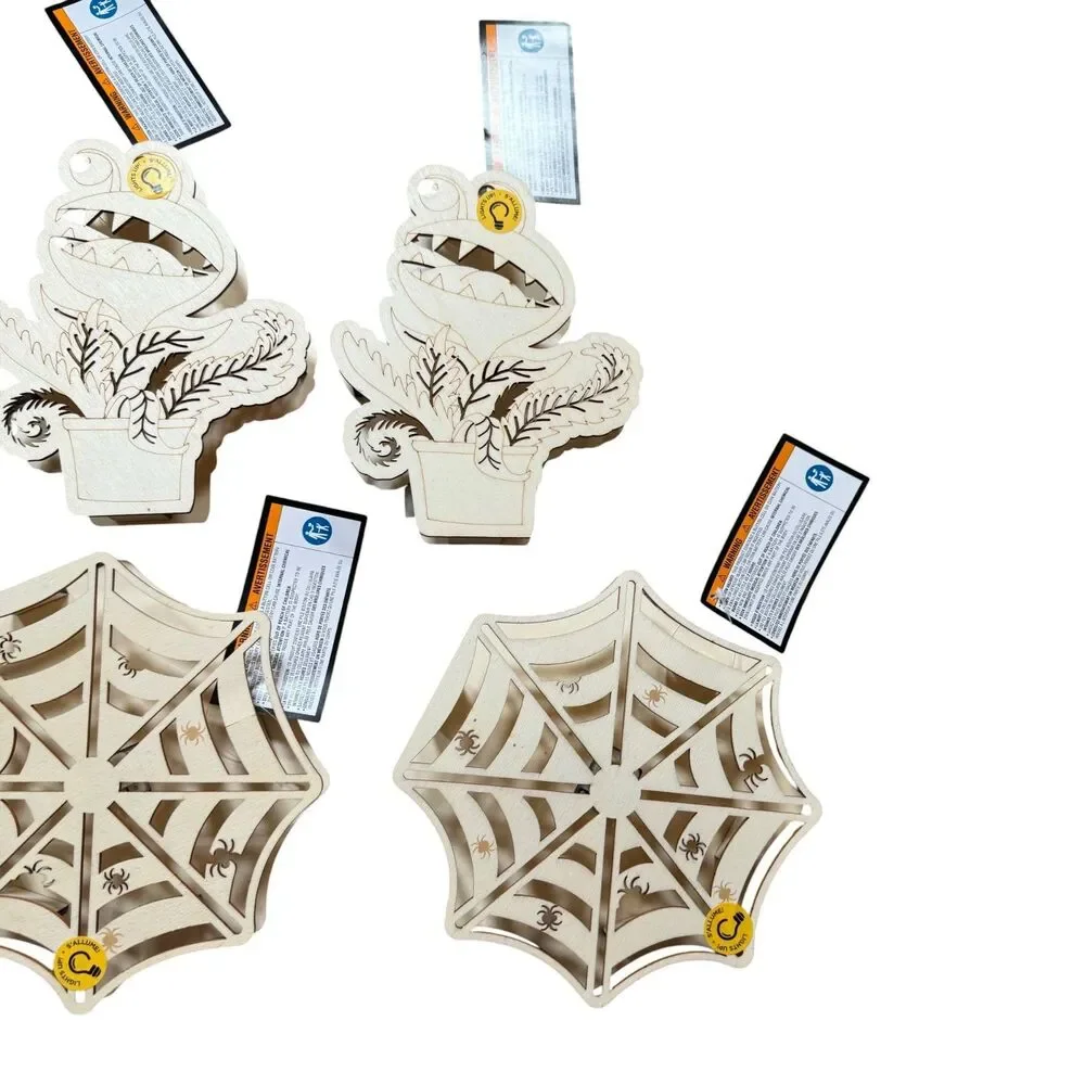 Halloween Craft Decor - DIY LED Plywood Painting Decorations LOT of 6 - Light Up
